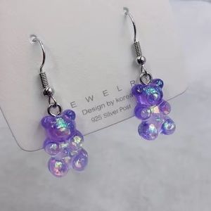 Purple Glittery Gummy Bear Earrings (Brand New!) 💜✨